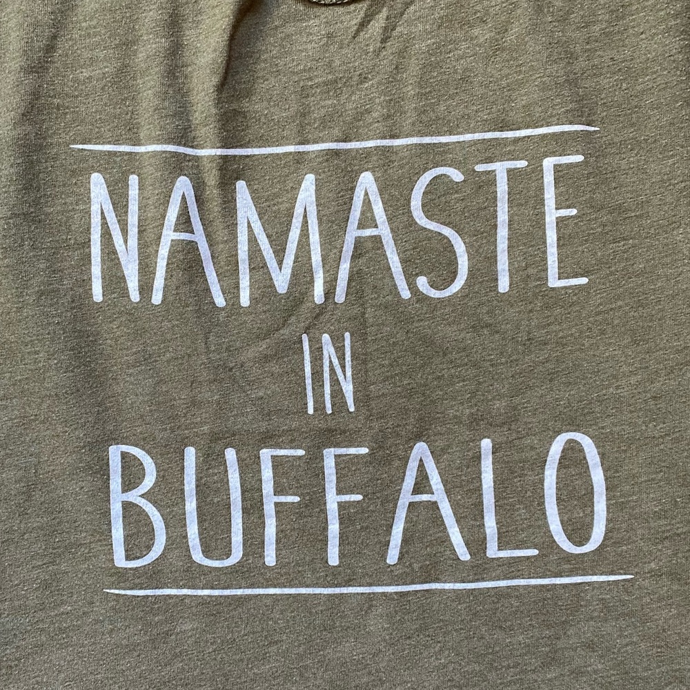 Namaste in Buffalo Olive Green Racerback Tank Top - Picture 2 of 3